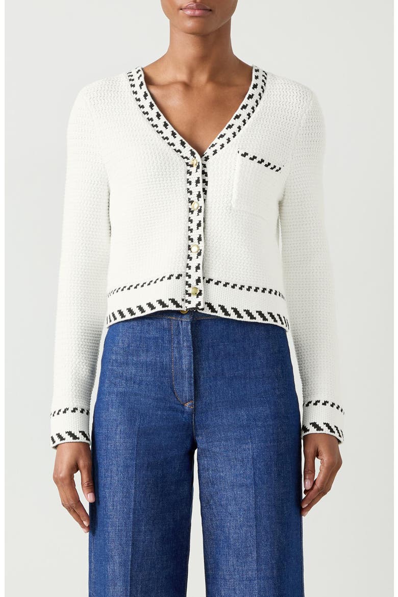 River Boxy Cotton Blend Cardigan, Main, color, CREAM MULTI