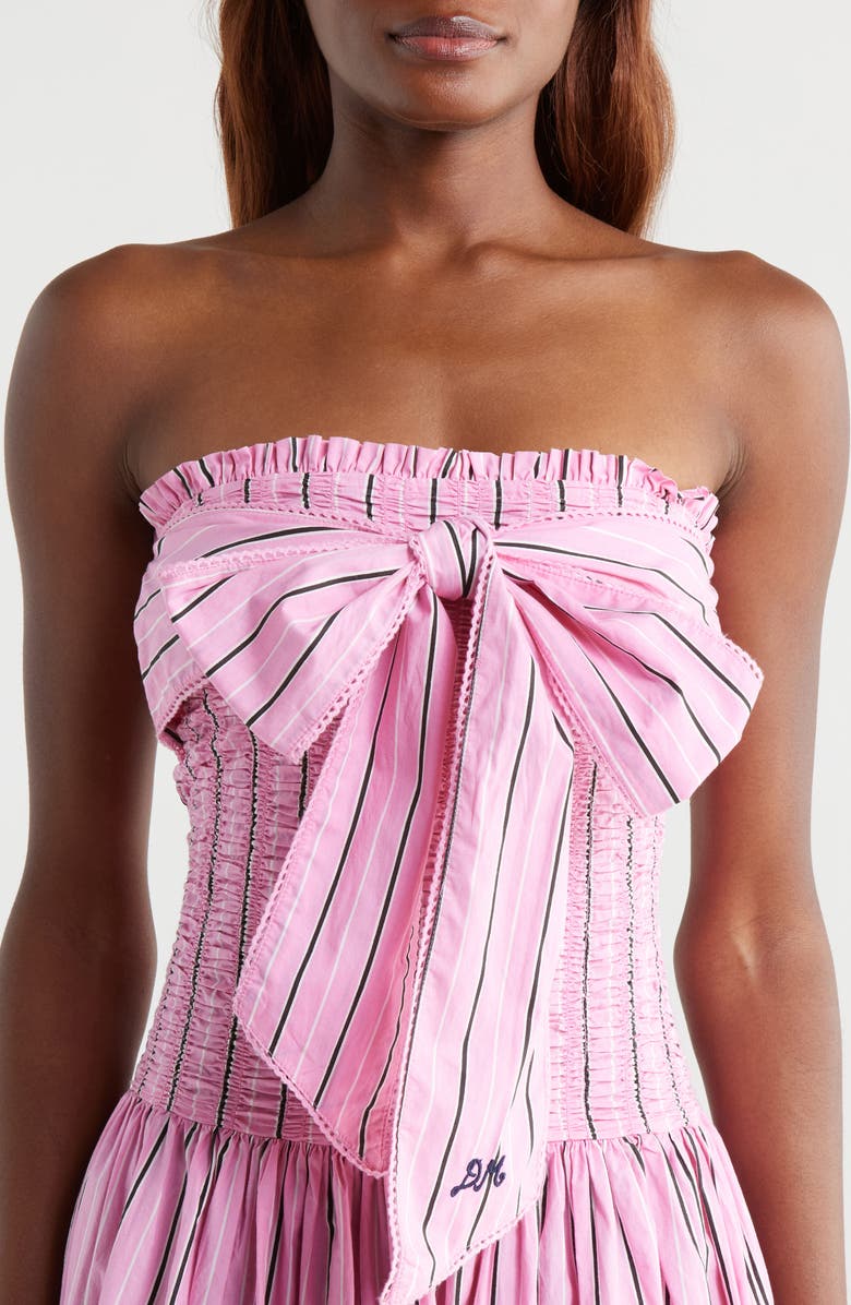 Damson Madder Mia Pink Business Stripe Strapless Cotton Dress, Alternate, color,
