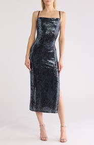 bebe Zebra Stripe Sequin Cocktail Dress