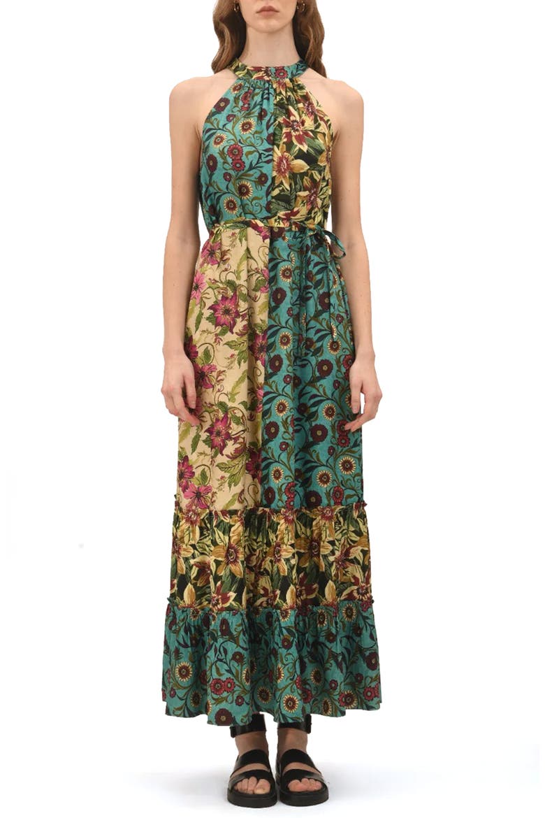 Moonlit Floral Maxi Dress, Main, color, BLUE