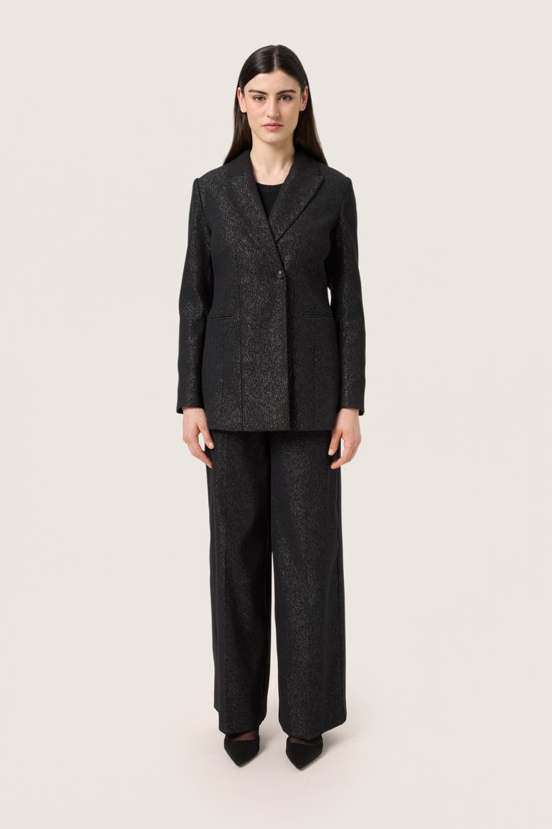 SLCahlina Single-breasted Glitter Blazer, Alternate, color, Gun Metal