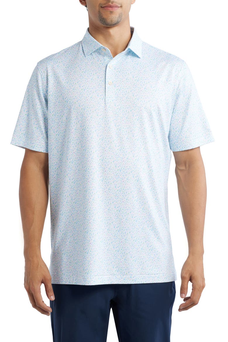 Island Jammin' Party Print Performance Jersey Polo, Main, color, WHITE