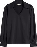 Caslon® Long Sleeve Johnny Collar Polo