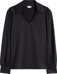 Caslon® Long Sleeve Johnny Collar Polo