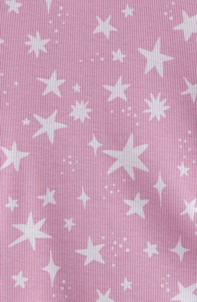Nordstrom Kids' Print Rib Two-Piece Pajamas, Alternate, color, Purple Retro Stars
