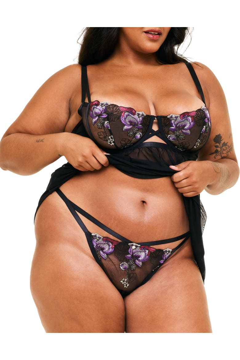 Delilah G-String Panties, Alternate, color, Floral purple