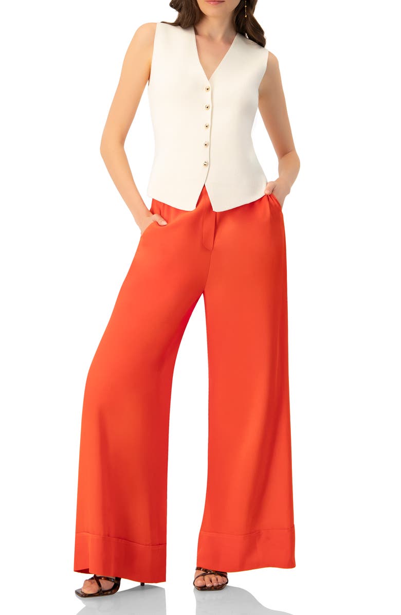 IVONNE Light Weight Wide-Leg Straight Pants, Alternate, color, Orange