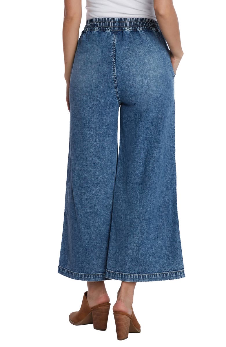 Wash Lab Denim Drawstring Ankle Wide Leg Jeans, Alternate, color, Atlantic Blue