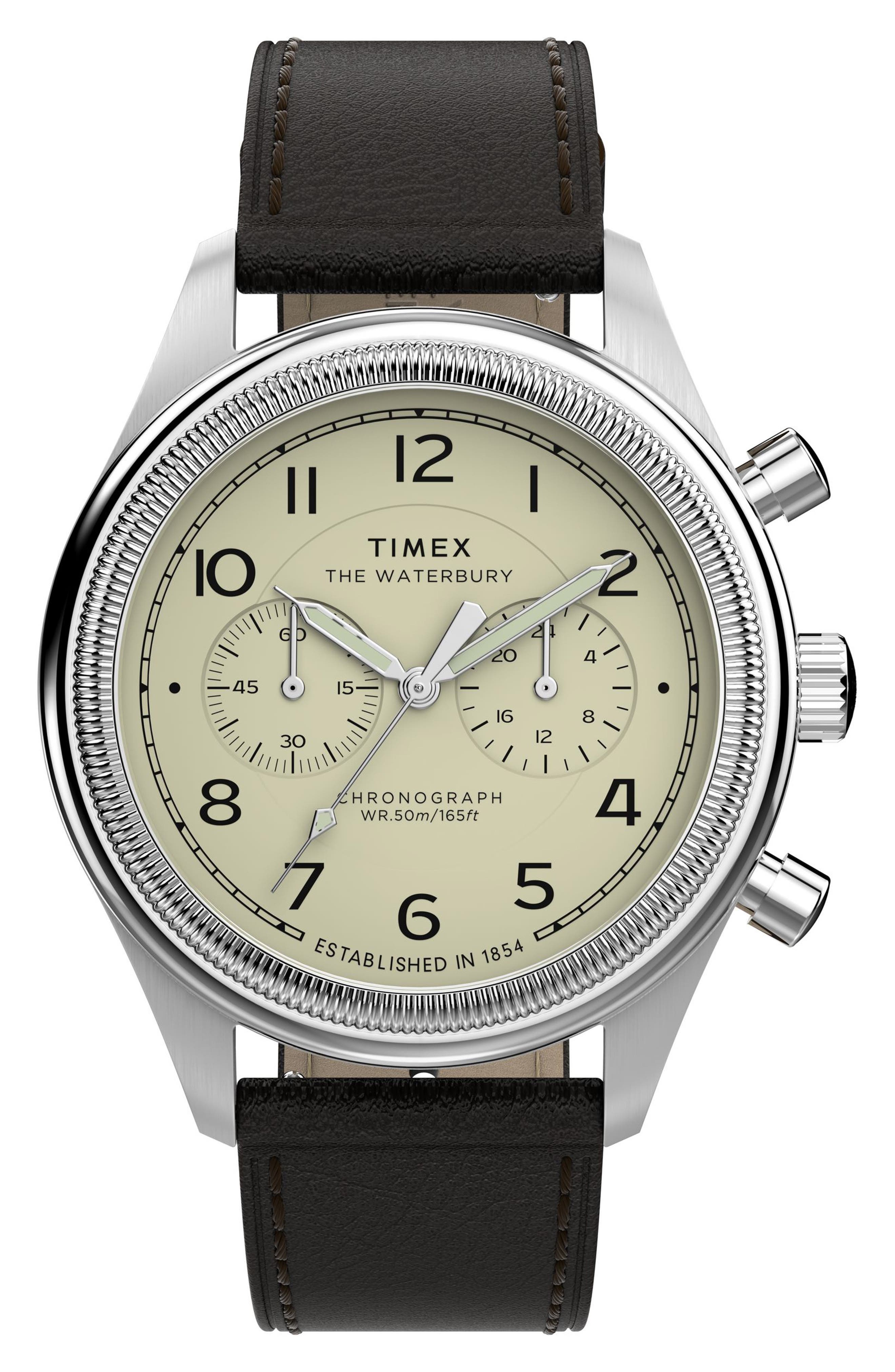 Waterbury Metropolitan Chronograph Leather Strap Watch, 41mm