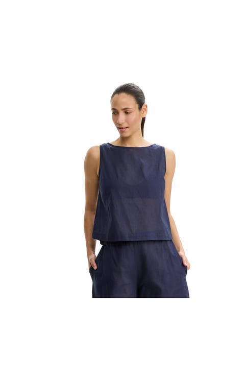Tutti Frutti Linen High Neck Top Cover-Up