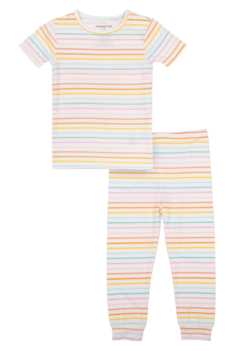 Kids' Stripe Magnetic Two-Piece Pajamas, Main, color, PINK