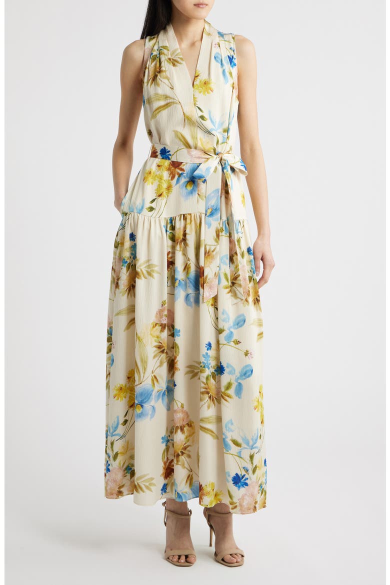 Violet Print Sleeveless Maxi Dress, Alternate, color, ECRU MULTI