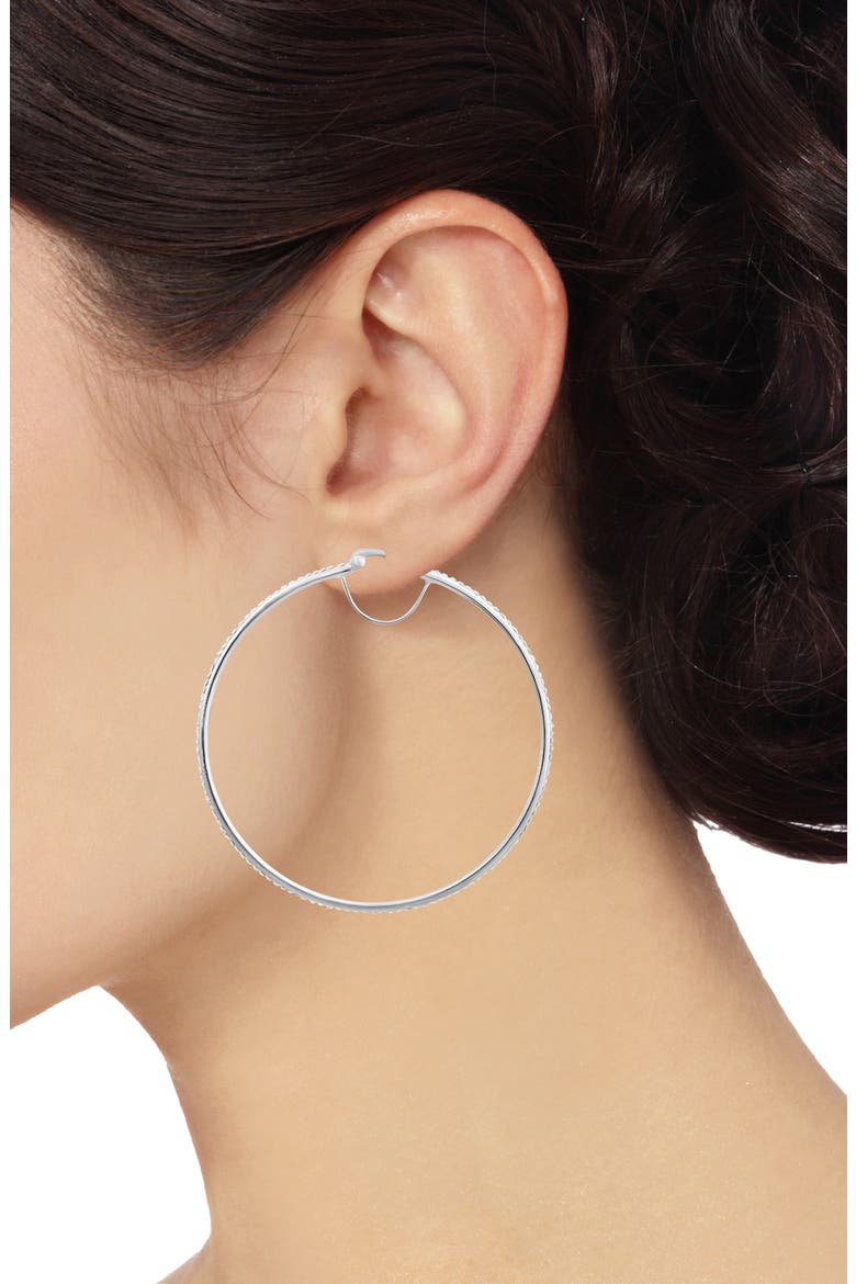 Cubic Zirconia 60mm Hoop Earrings, Alternate, color, CLEAR