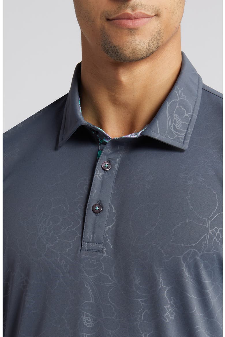 Lingmerth Floral Golf Polo, Alternate, color, GRAPHITE