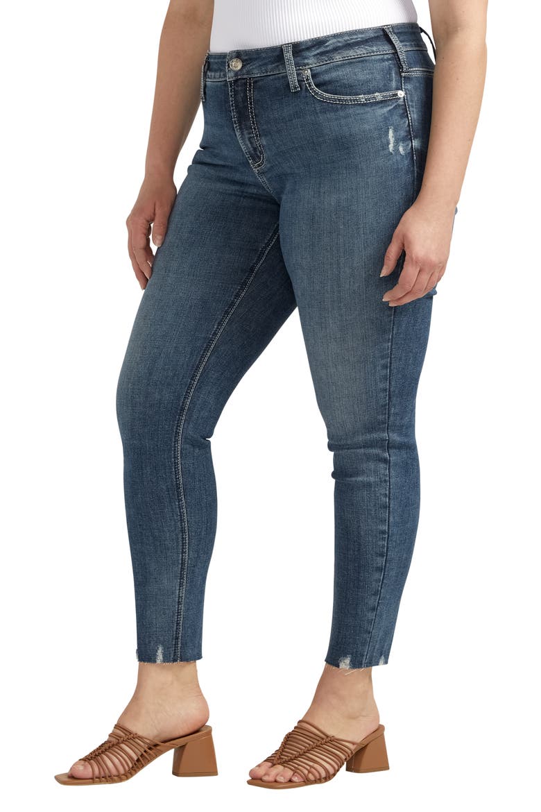 Suki Curvy Raw Hem Mid Rise Skinny Jeans, Alternate, color, INDIGO