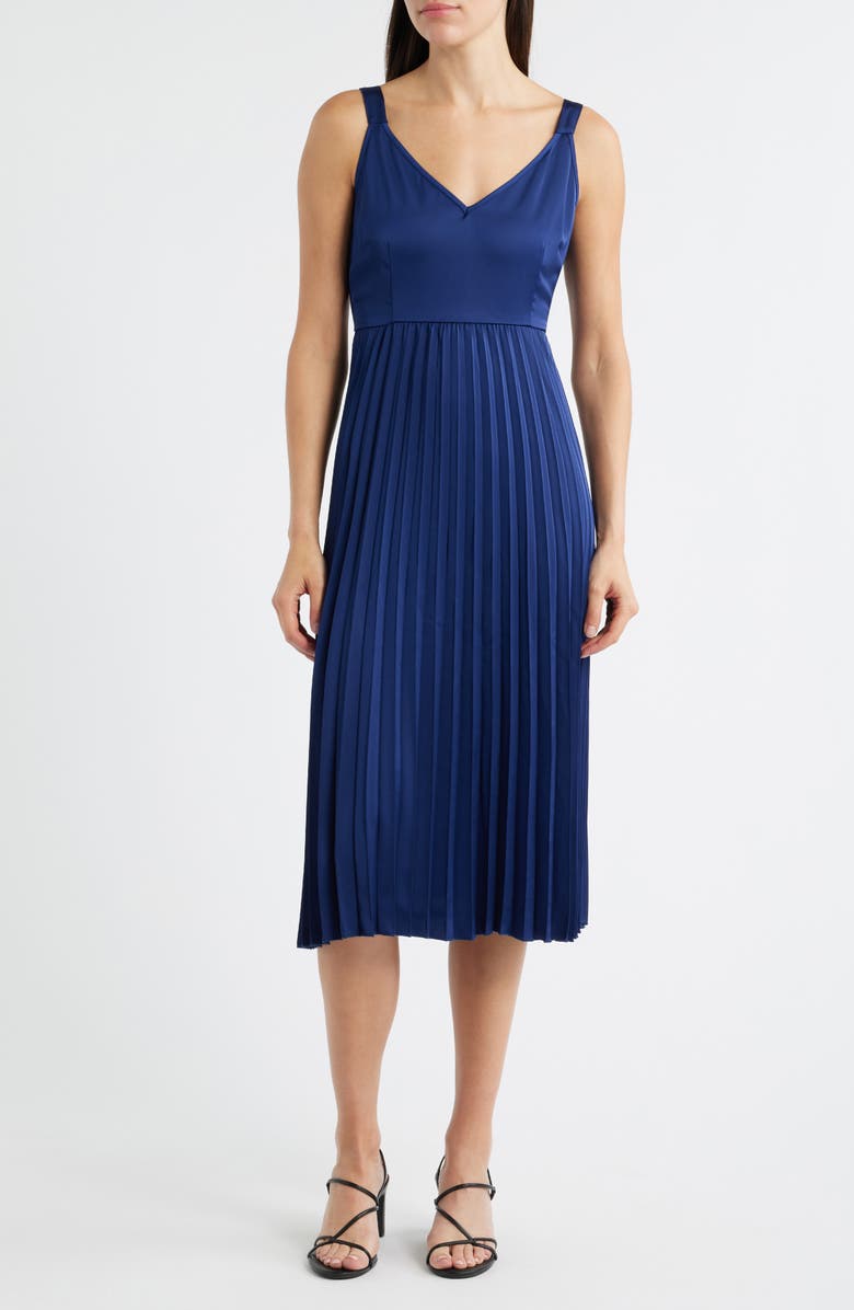 Sam Edelman Pleated Slipdress and Sweater Set, Alternate, color, Navy