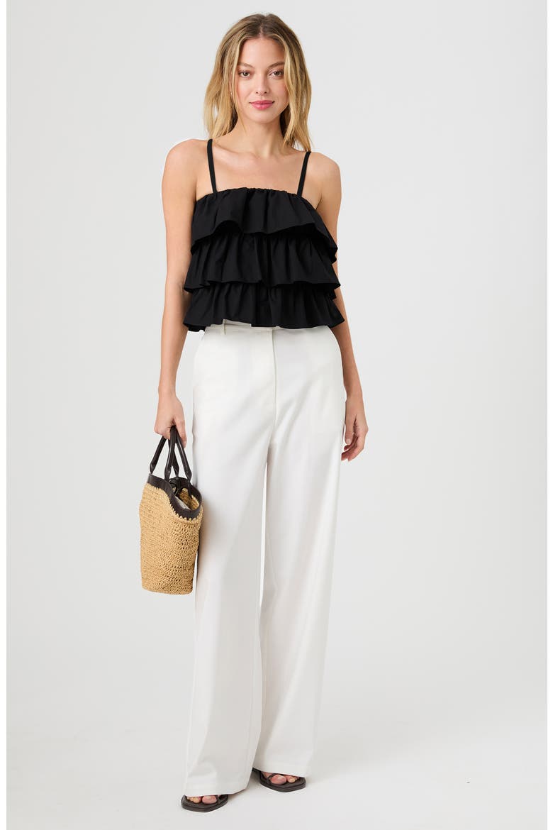 Aimee Ruffle Cotton Camisole, Alternate, color, BLACK