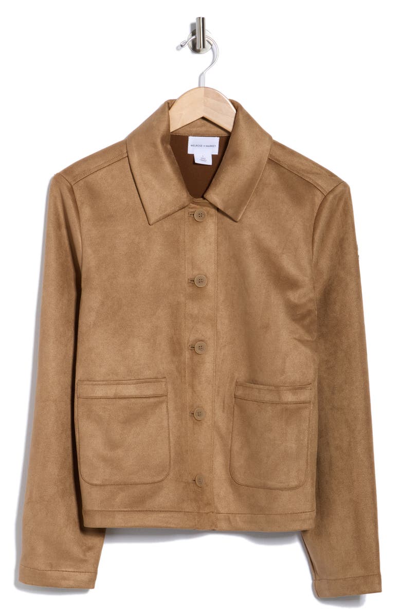 Melrose and Market Faux Suede Jacket, Alternate, color, Dark Brown