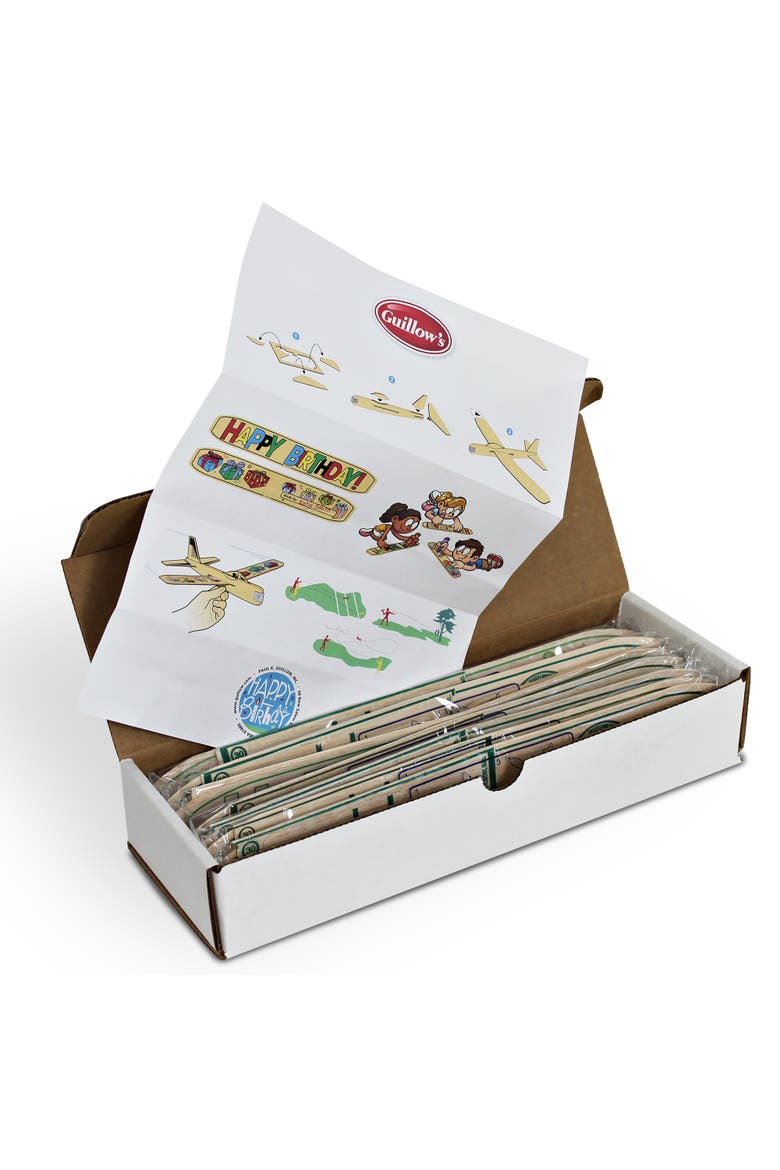 12" Happy Birthday Balsa Glider Planes, 6 Pack, Alternate, color, Beige
