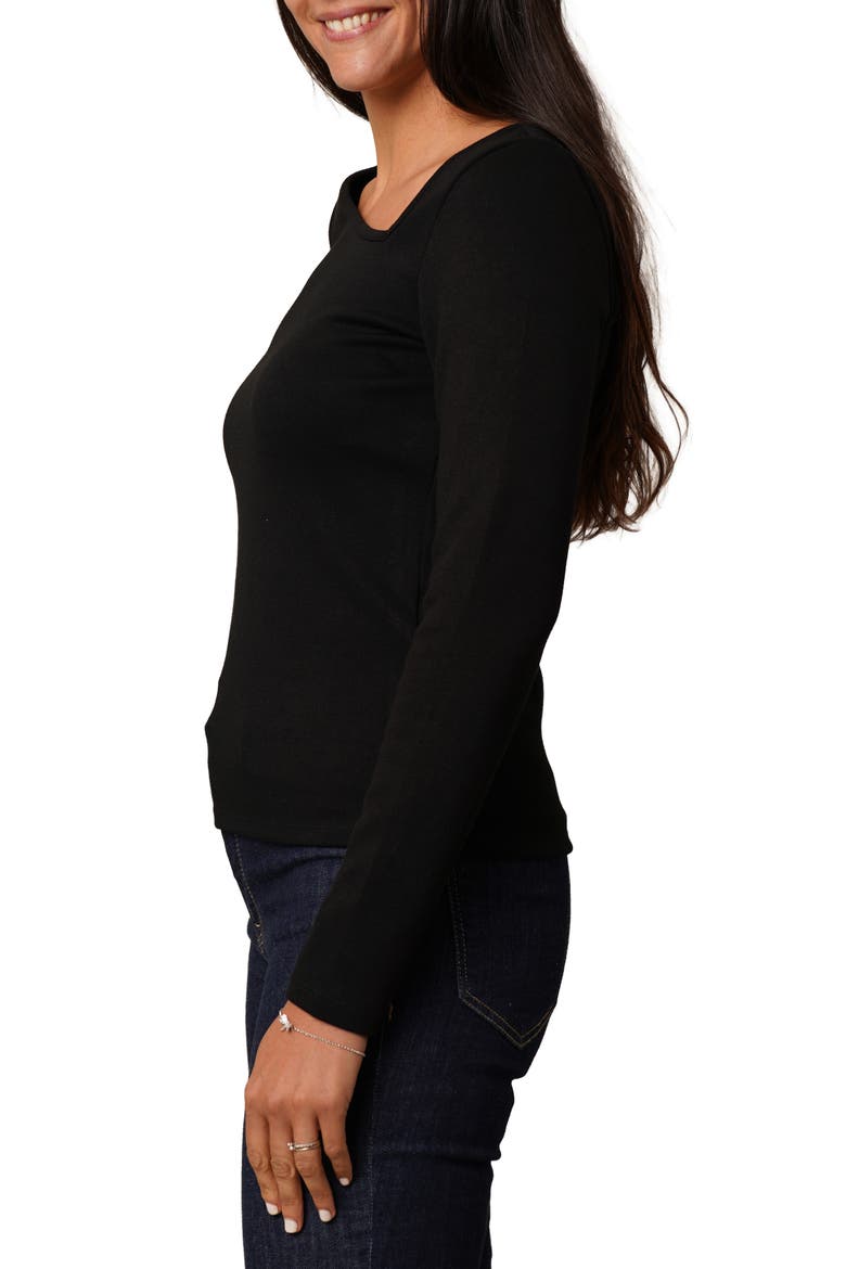Asymmetric Neck Long Sleeve Top, Alternate, color, BLACK