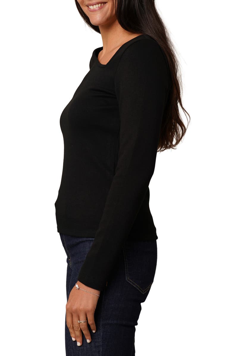 CYRUS Asymmetric Neck Long Sleeve Top, Alternate, color, Black