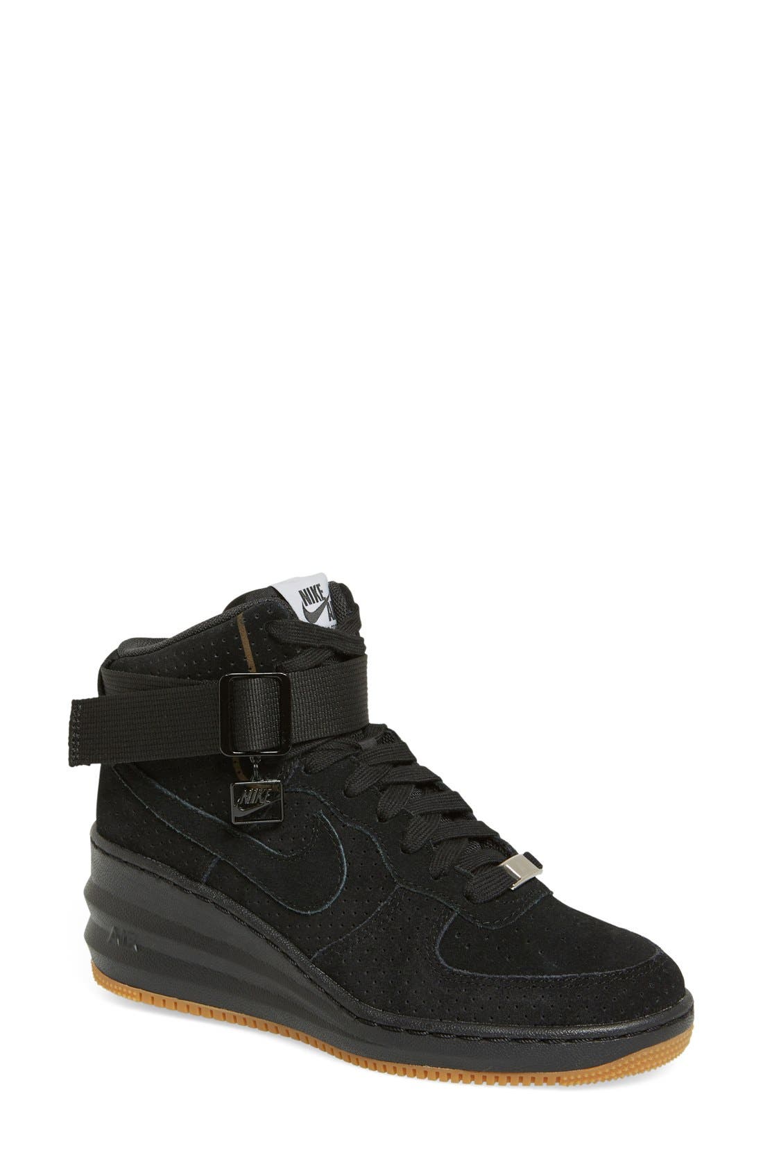 'Lunar Force Sky Hi' Wedge Sneaker, Main, color, BLACK/ BLACK/ GREY