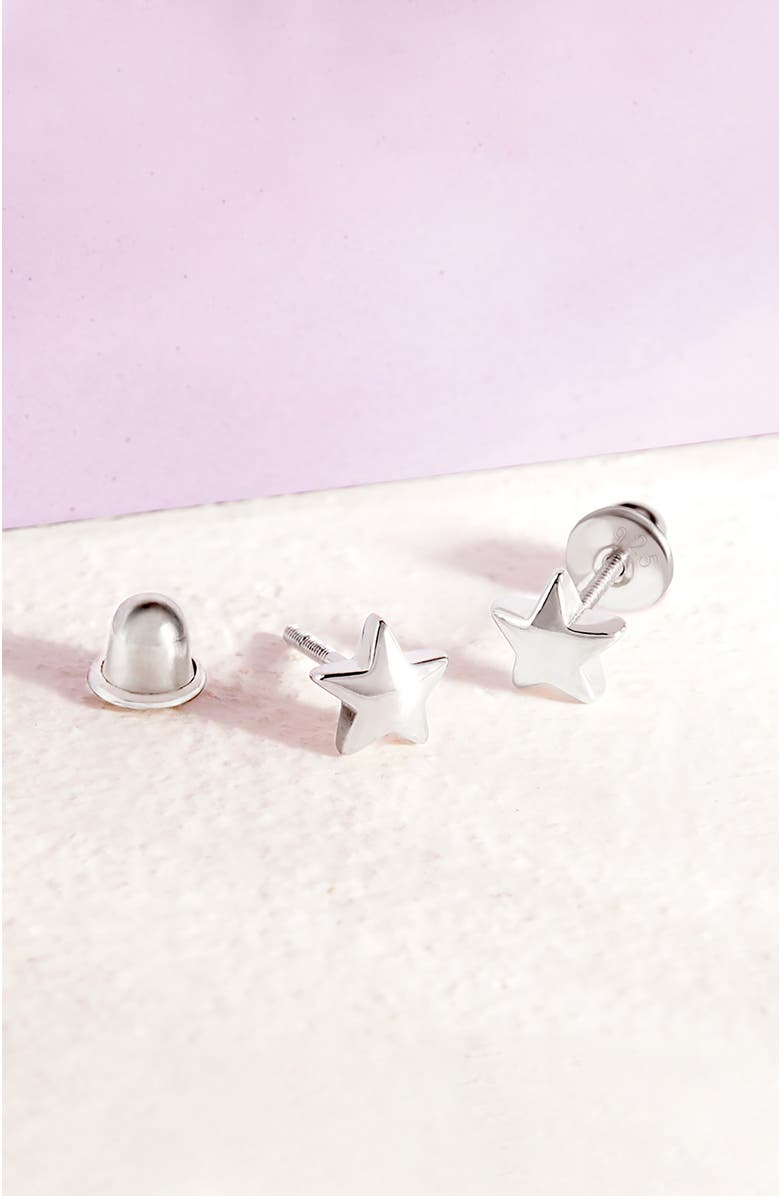 In Season Jewelry Classic Polished Star Earrings, Alternate, color, Silver