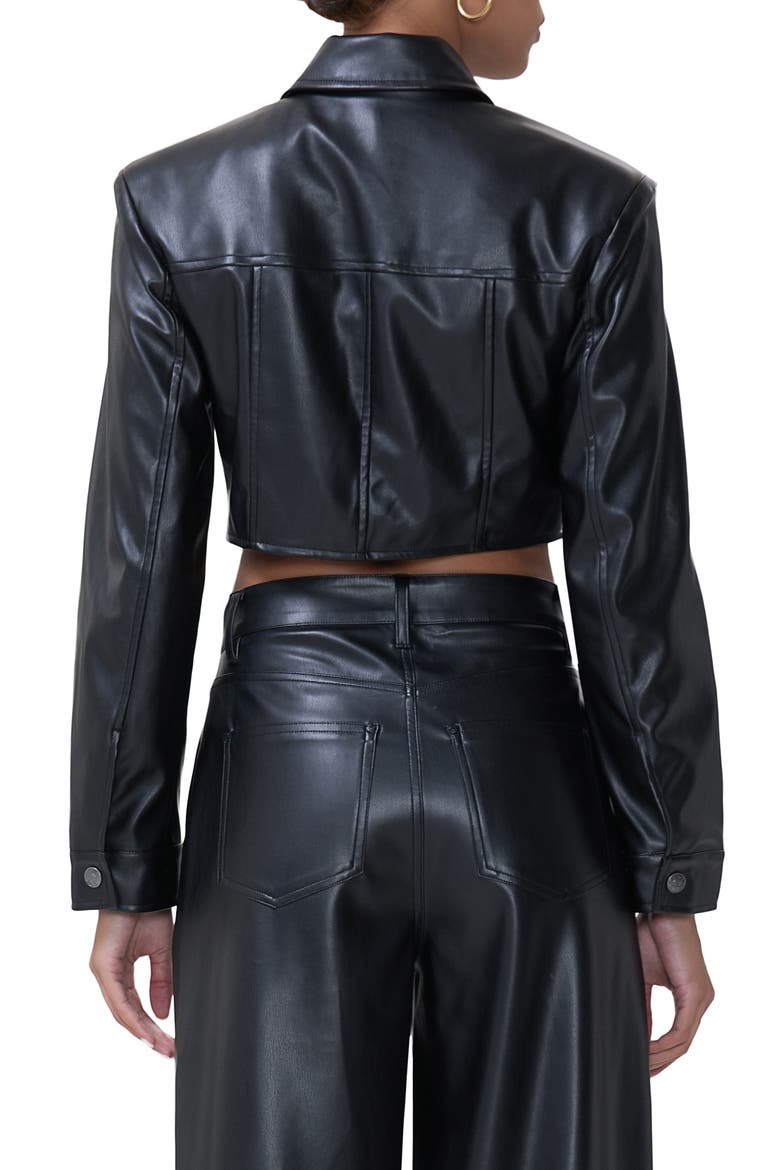 Hallie Crop Faux Leather Jacket, Alternate, color, NOIR PU