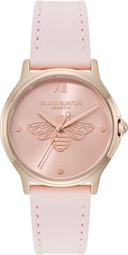 Olivia Burton Classic Bee Leather Strap Watch, 30mm
