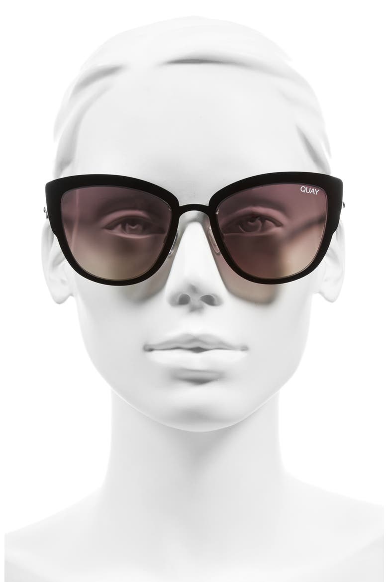 Australia Supergirl 55mm Cat Eye Sunglasses, Alternate, color, BLACK/ SILVER MIRROR