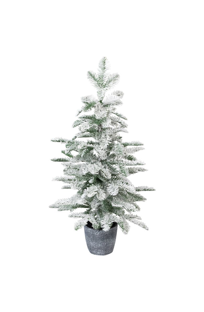 Northlight Flocked Pine Potted Artificial Christmas Tree - 28" - Unlit, Alternate, color, Green