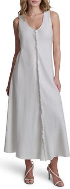 DKNY Fray Linen Dress