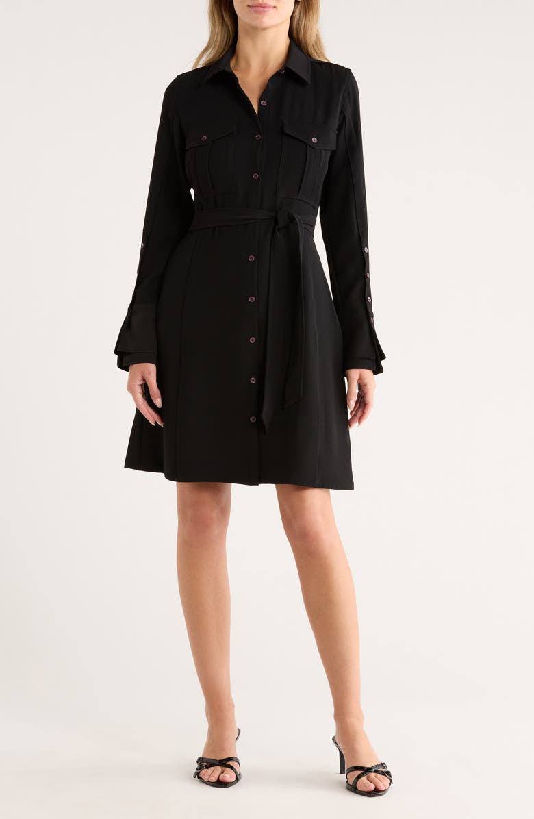 Derek Lam 10 Crosby Alexis Long Sleeve Shirtdress, Main, color, Black