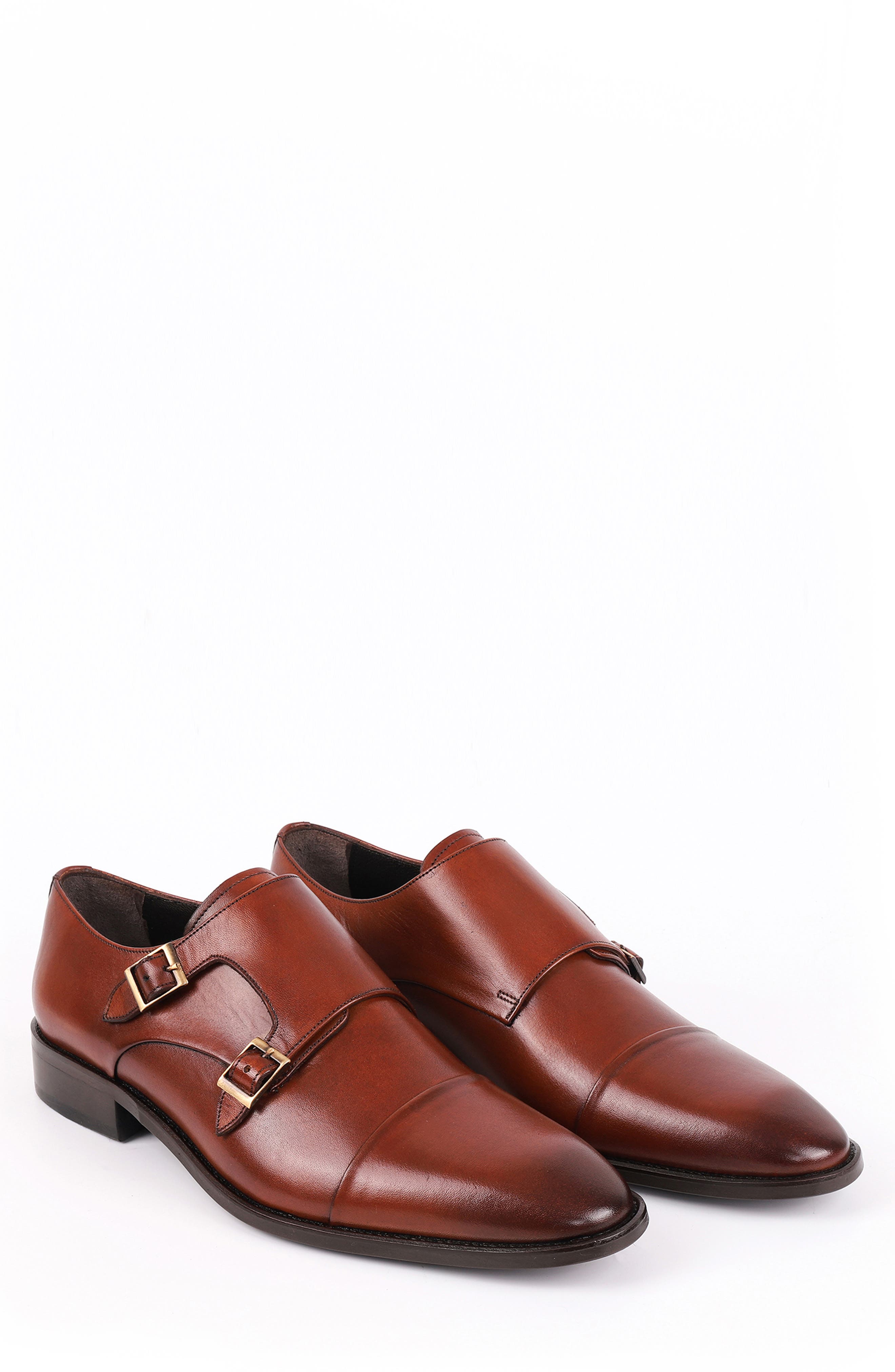 Lefors Double Monk Strap Leather Loafer, Alternate, color, COGNAC