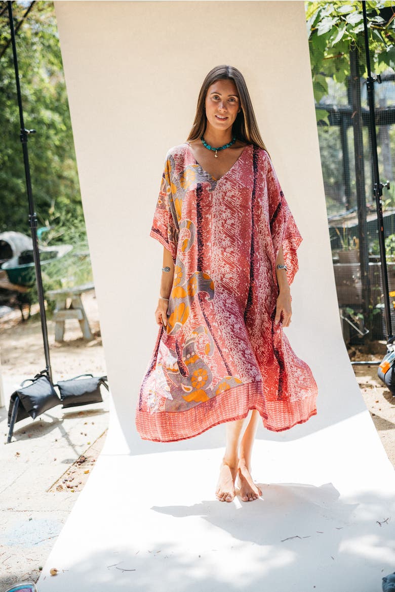 Long Caftan Kierson, Alternate, color, Pink & Red