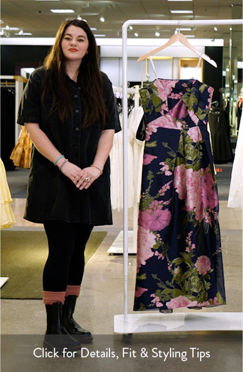 Holly Floral Print Strapless Gown, sales video thumbnail