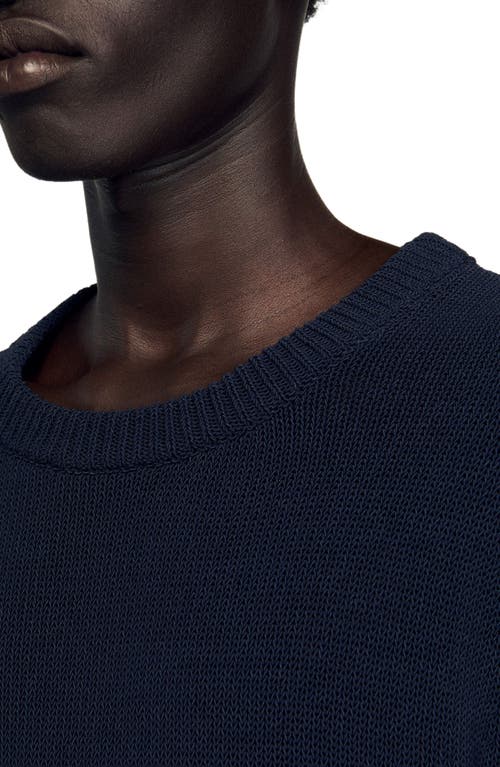 Sandro Fine Knit T-shirt In Blue