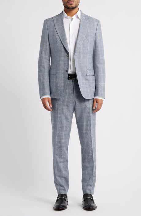 Huge Slim Fit Grey Glen Check Wool Suit
