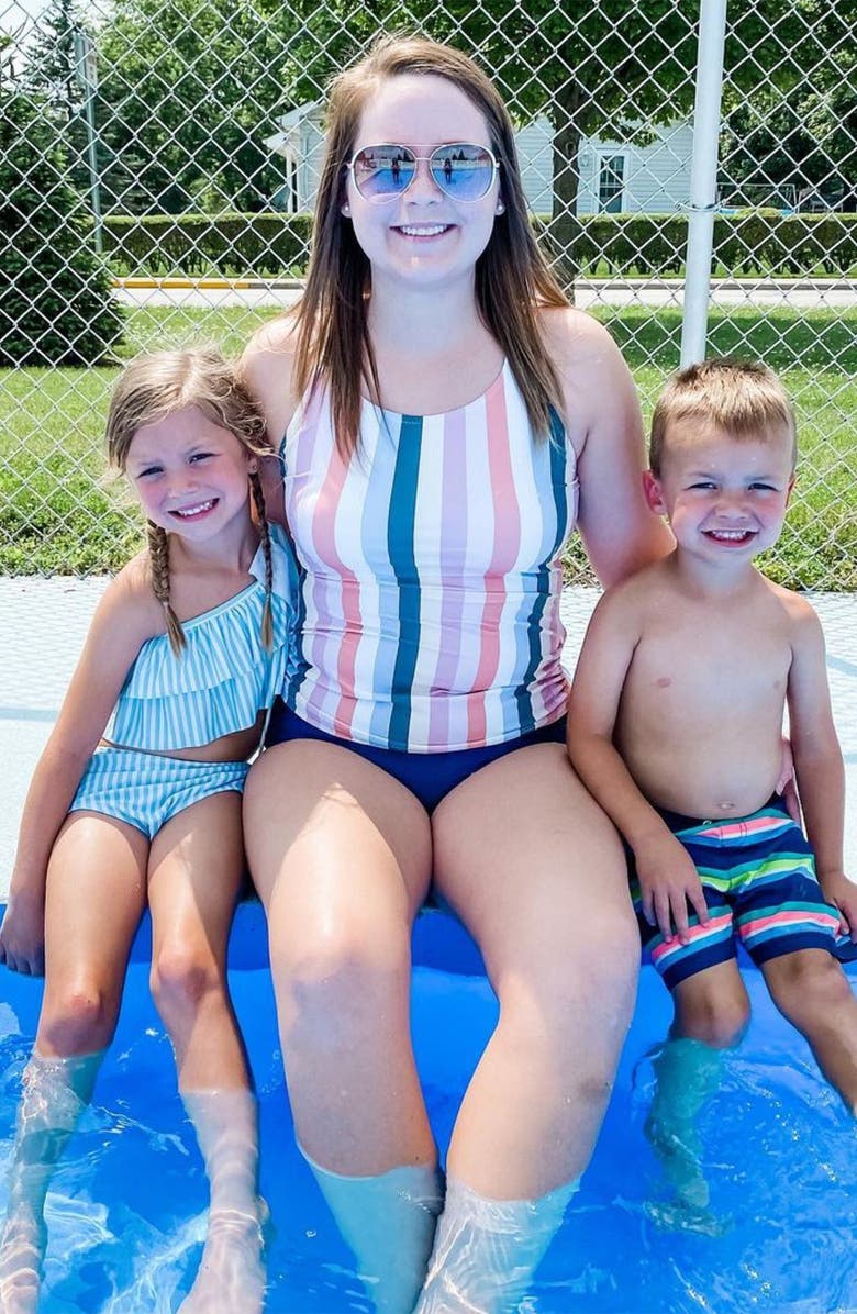 Calypsa Maya Tankini Swim Top With Removable Cups, Alternate, color, Multi Stripe