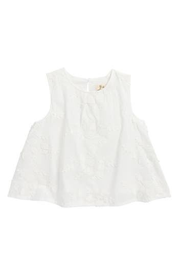 Doe A Dear Kids' Floral Embroidered Cotton Top In White
