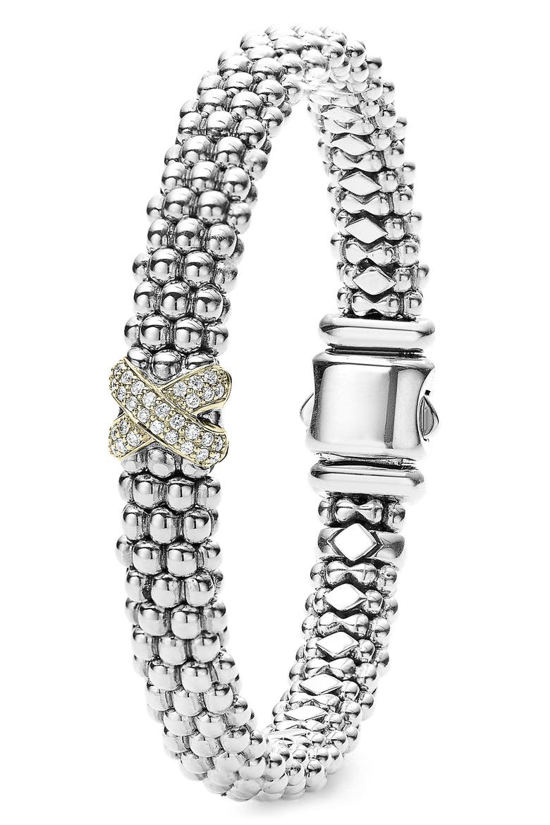 Diamond Lux Single Station X Bracelet, Alternate, color, SILVER/ GOLD
