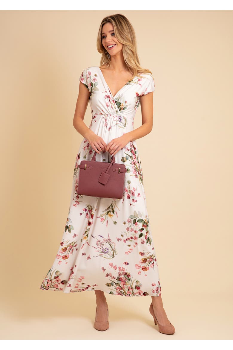 Sophia V-Neck Short Sleeve Maxi Dress, Alternate, color, Petal Pink Floral