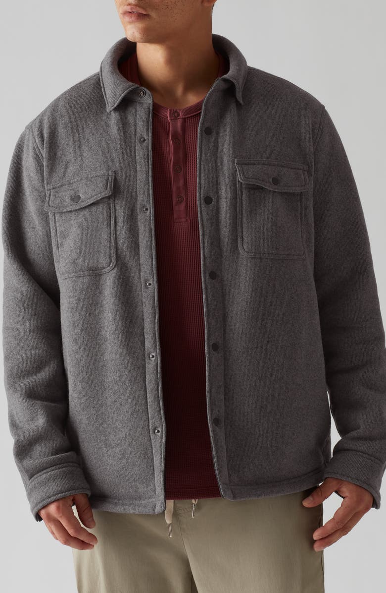 Rhone Fleece Shacket, Main, color, Dark Gray Heather