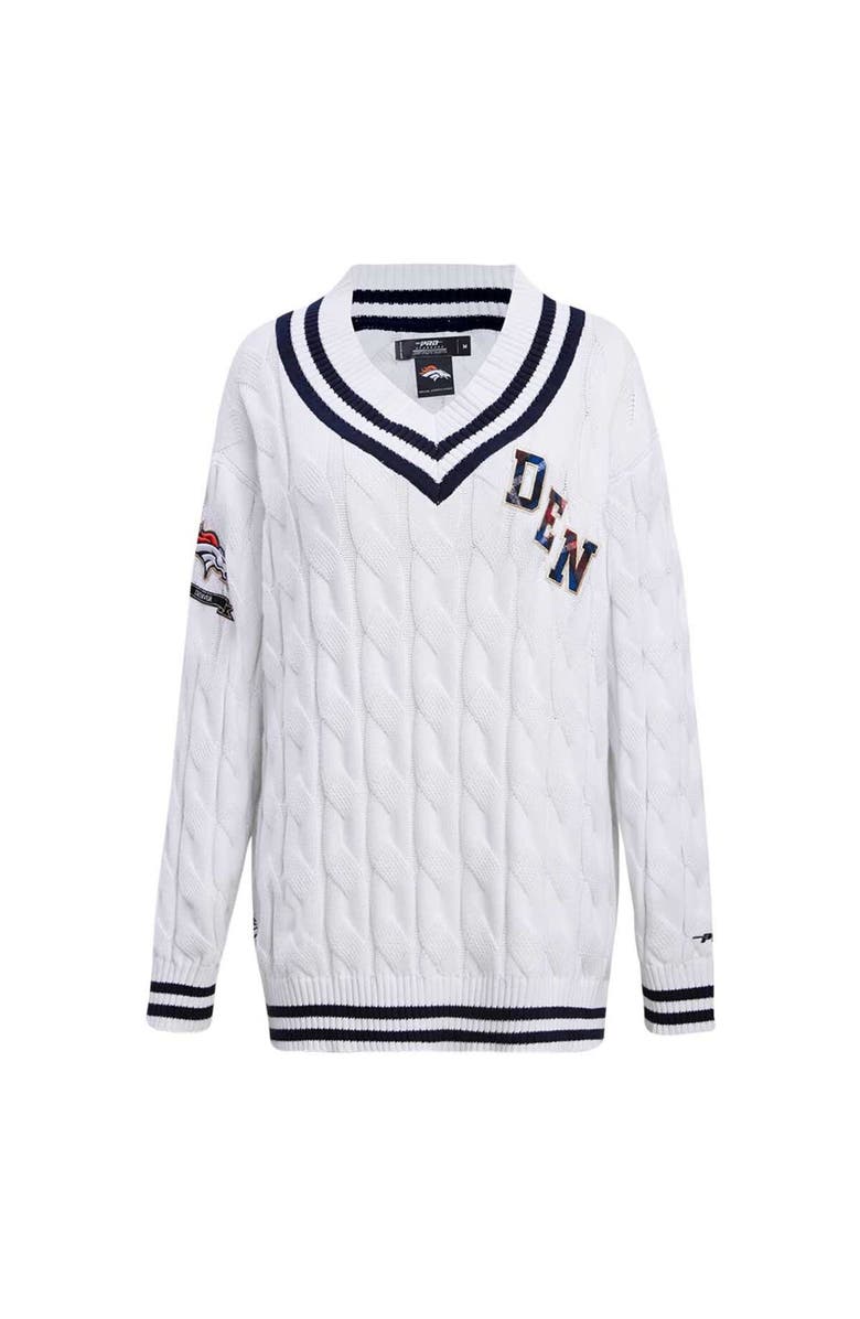 PRO STANDARD Women's Pro Standard  White Denver Broncos Prep V-Neck Pullover Sweater, Alternate, color, 