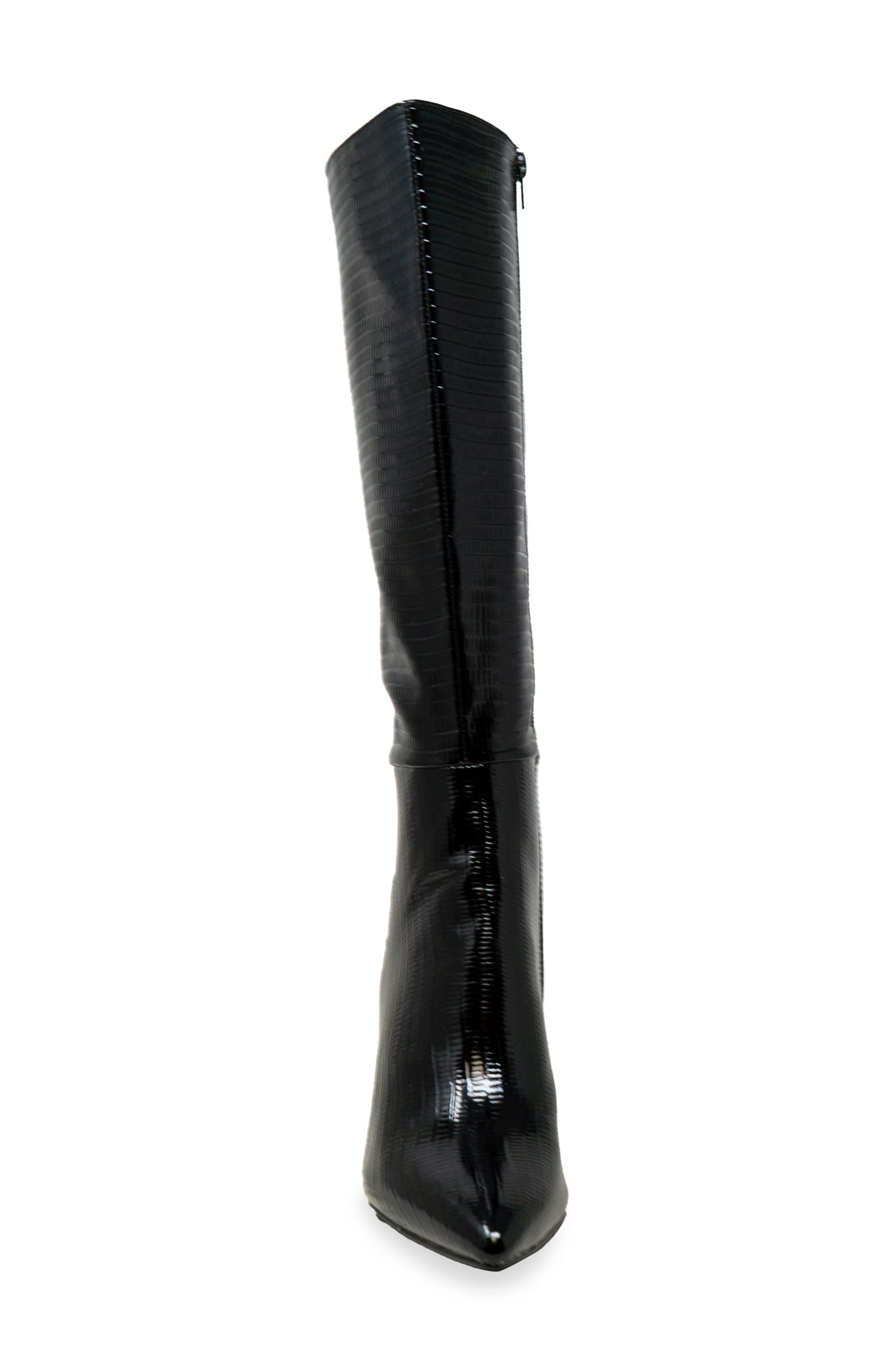 CHASE AND CHLOE Croc Embossed Knee High Boot, Alternate, color, Black Croc