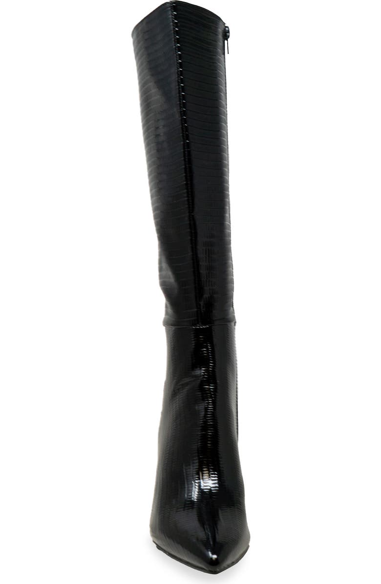 CHASE AND CHLOE Croc Embossed Knee High Boot, Alternate, color, Black Croc