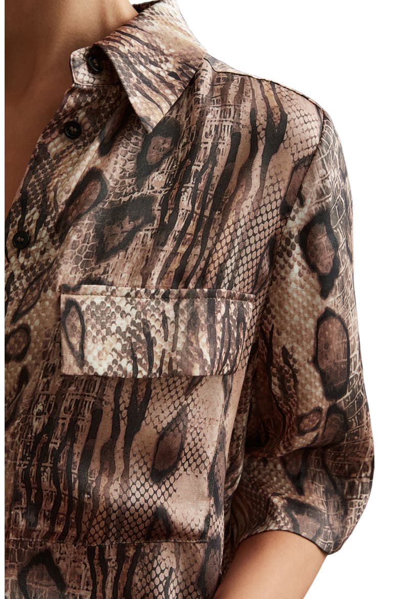 Maya Snake Print Button-Up Shirt, Alternate, color, NEUTRAL