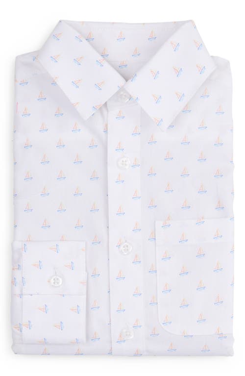 Appaman Kids' The Standard Print Cotton Button-up Shirt In Morning Sail
