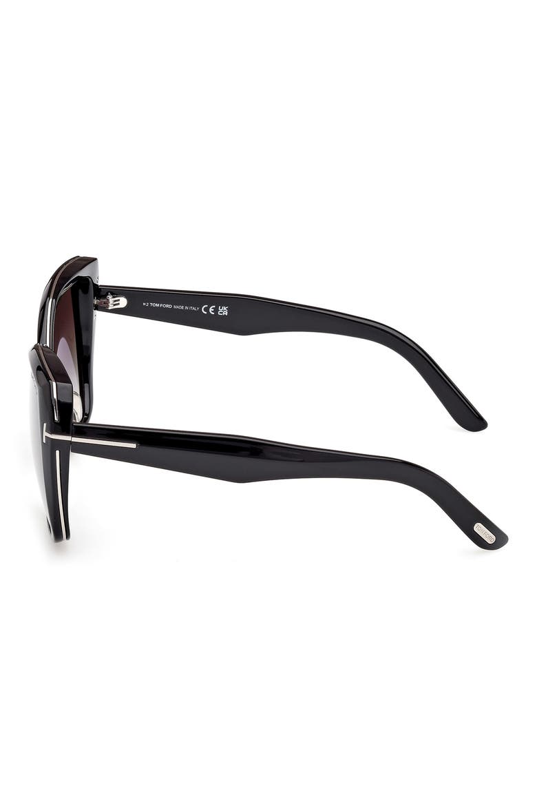 Plum 58mm Gradient Butterfly Sunglasses, Alternate, color, SHINY BLACK / SMOKE LENSES
