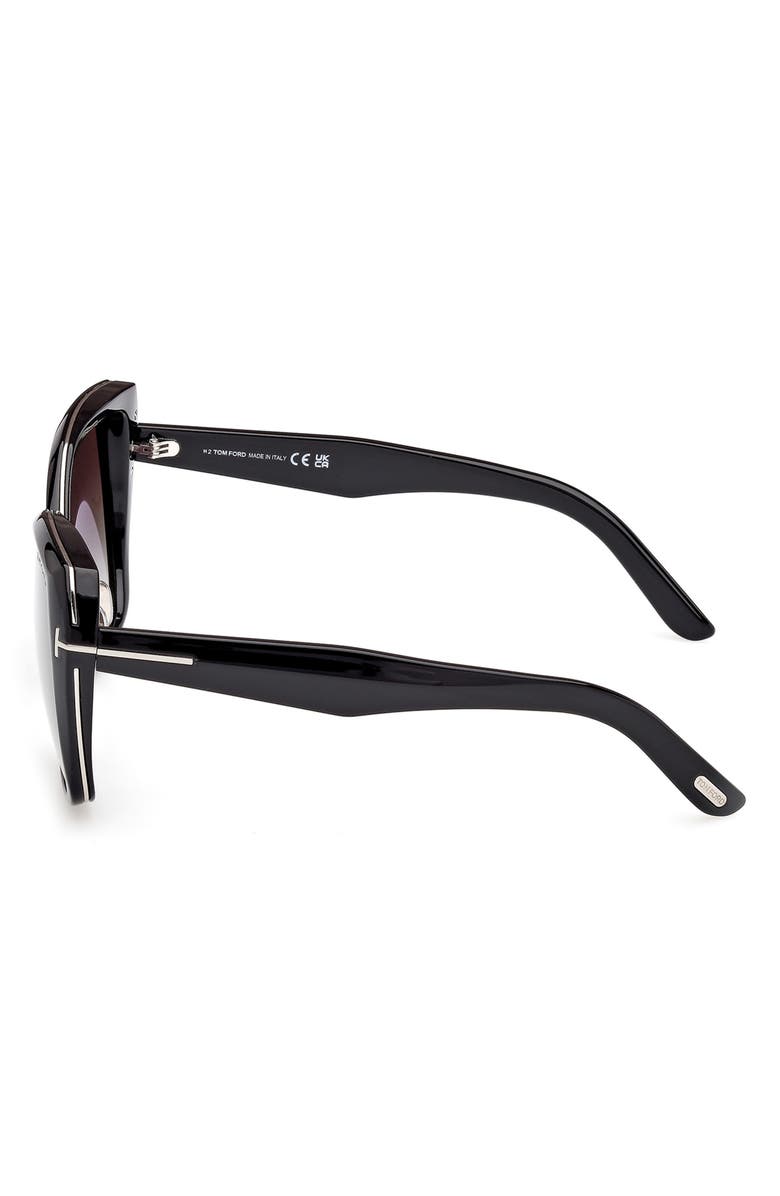 TOM FORD Plum 58mm Gradient Butterfly Sunglasses, Alternate, color, Shiny Black / Smoke Lenses